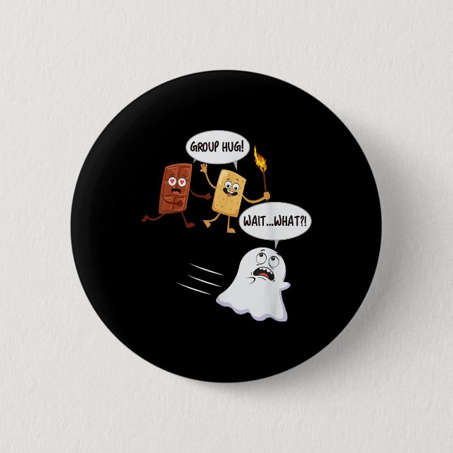 Lustiges Halloween-Camping-S'mores-Marshmallow  Button (Vorderseite)