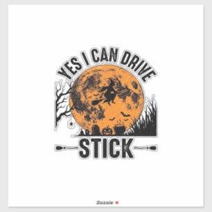 Lustiges Halloween Drive Stick Hexe Vintage-Shirt  Aufkleber