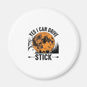 Lustiges Halloween Drive Stick Hexe Vintage-Shirt Magnet