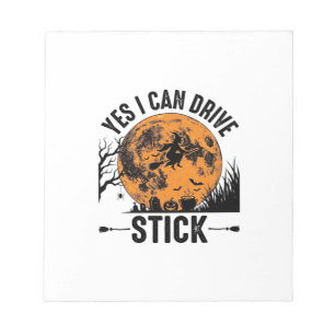 Lustiges Halloween Drive Stick Hexe Vintage-Shirt Notizblock