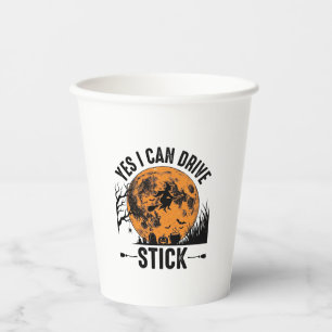 Lustiges Halloween Drive Stick Hexe Vintage-Shirt Pappbecher