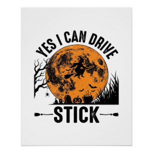 Lustiges Halloween Drive Stick Hexe Vintage-Shirt  Poster