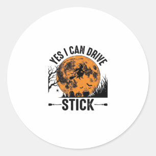 Lustiges Halloween Drive Stick Hexe Vintage-Shirt  Runder Aufkleber