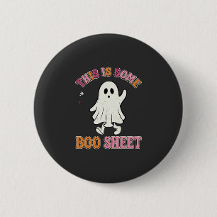 Lustiges Halloween-Geist Boo-Blatt Floral Retro-De Button