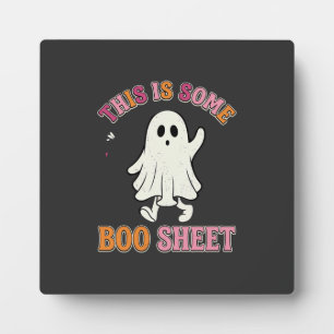 Lustiges Halloween-Geist Boo-Blatt Floral Retro-De Fotoplatte