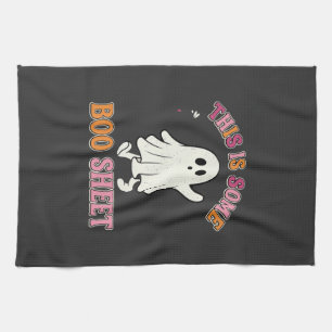 Lustiges Halloween-Geist Boo-Blatt Floral Retro-De Geschirrtuch