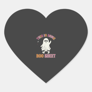 Lustiges Halloween-Geist Boo-Blatt Floral Retro-De Herz-Aufkleber