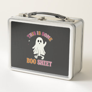 Lustiges Halloween-Geist Boo-Blatt Floral Retro-De Metall Brotdose