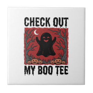 Lustiges Halloween-Geist Boo T-Shirt Vintage Vekto Fliese