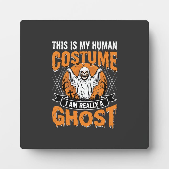 Lustiges Halloween-Geist-Mensch-Kostüm Vintage Fotoplatte (Vorderseite)