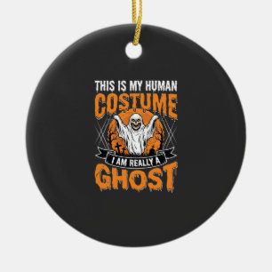 Lustiges Halloween-Geist-Mensch-Kostüm Vintage Keramik Ornament