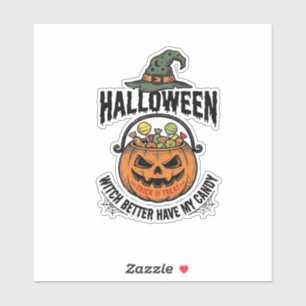Lustiges Halloween-Hexen-Süßigkeiten-Kürbis-Shirt- Aufkleber