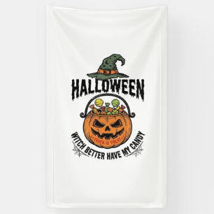 Lustiges Halloween-Hexen-Süßigkeiten-Kürbis-Shirt- Banner