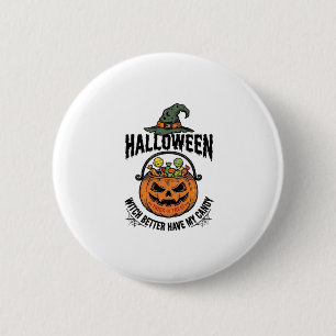 Lustiges Halloween-Hexen-Süßigkeiten-Kürbis-Shirt- Button