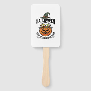 Lustiges Halloween-Hexen-Süßigkeiten-Kürbis-Shirt- Fächer