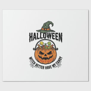 Lustiges Halloween-Hexen-Süßigkeiten-Kürbis-Shirt- Geschenkpapier