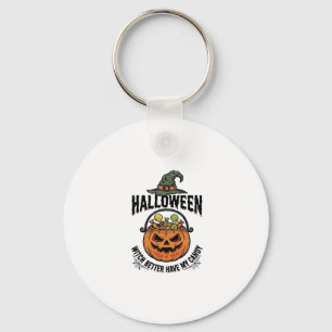 Lustiges Halloween-Hexen-Süßigkeiten-Kürbis-Shirt- Schlüsselanhänger