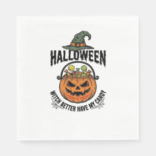 Lustiges Halloween-Hexen-Süßigkeiten-Kürbis-Shirt- Serviette