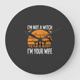 Lustiges Halloween-Hexenfrau-Friedhofs-Design Große Wanduhr