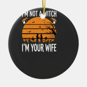 Lustiges Halloween-Hexenfrau-Friedhofs-Design Keramik Ornament