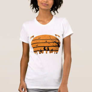 Lustiges Halloween-Hexenfrau-Friedhofs-Design T-Shirt
