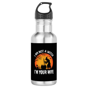 Lustiges Halloween-Hexenfrau-Kessel-Design Edelstahlflasche