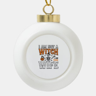 Lustiges Halloween-Hexenfrau-Skelett-Vintage-Shirt Keramik Kugel-Ornament