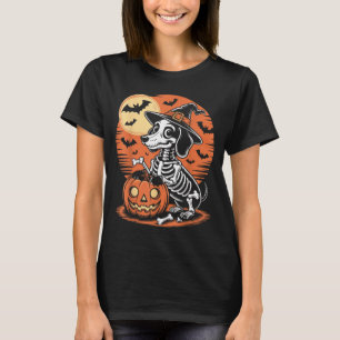 Lustiges Halloween-Hund-Skelett-Design Gruseliges T-Shirt