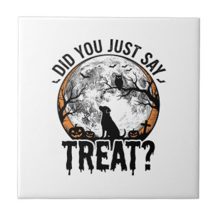 Lustiges Halloween-Hunde-Leckerli Vintage-Vector-D Fliese