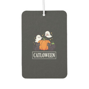 Lustiges Halloween-Katz-Geist-Kürbis-Design Catlow Autolufterfrischer