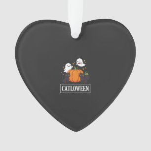 Lustiges Halloween-Katz-Geist-Kürbis-Design Catlow Ornament