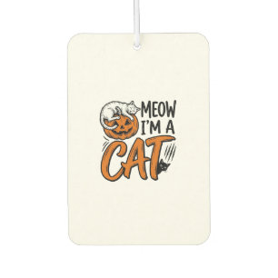 Lustiges Halloween-Katze-Kürbis-Typografie-Shirt-D Autolufterfrischer