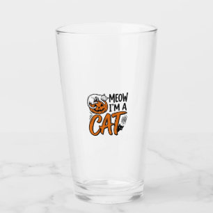 Lustiges Halloween-Katze-Kürbis-Typografie-Shirt-D Glas