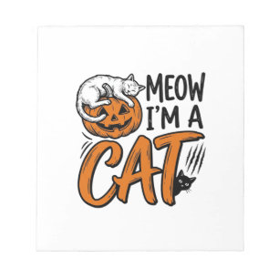 Lustiges Halloween-Katze-Kürbis-Typografie-Shirt-D Notizblock