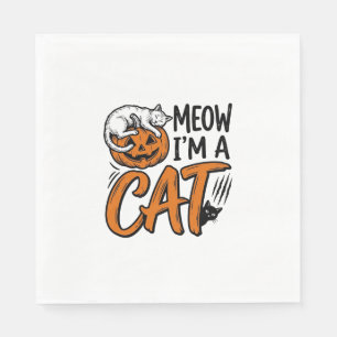 Lustiges Halloween-Katze-Kürbis-Typografie-Shirt-D Serviette
