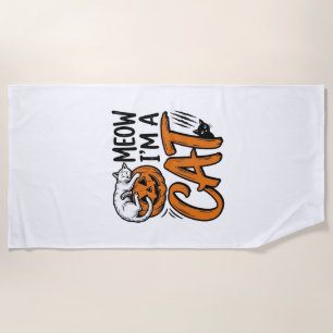 Lustiges Halloween-Katze-Kürbis-Typografie-Shirt-D Strandtuch