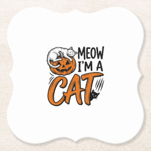 Lustiges Halloween-Katze-Kürbis-Typografie-Shirt-D Untersetzer
