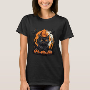 Lustiges Halloween-Katzenkostüm Kürbis-Katze Schwa T-Shirt