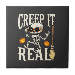 Lustiges Halloween-Kriech-Wirklich-Tanzendes-Skele Fliese