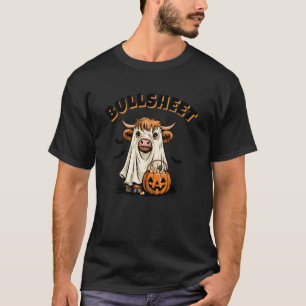 Lustiges Halloween-Kuh-Wortspiel Bullsheet-Geister T-Shirt