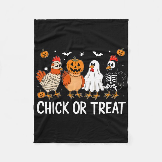 Lustiges Halloween-Kürbis-Huhn-Chick oder Treat Ch Fleecedecke (Vorderseite)