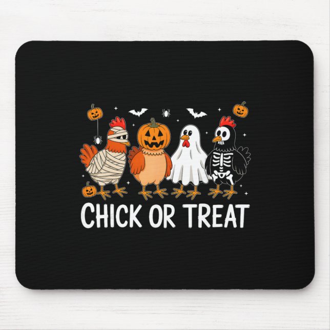 Lustiges Halloween-Kürbis-Huhn Chick oder Treat Ch Mousepad (Vorne)