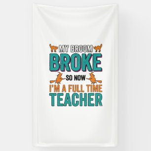 Lustiges Halloween-Lehrer-Besen-Brochen-Vintage-Sh Banner
