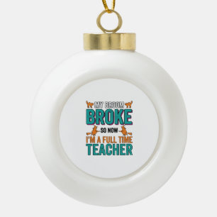 Lustiges Halloween-Lehrer-Besen-Brochen-Vintage-Sh Keramik Kugel-Ornament