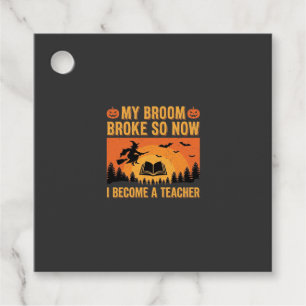 Lustiges Halloween-Lehrer-Besen-Bruch-Design (2) Geschenkanhänger