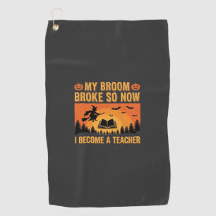 Lustiges Halloween-Lehrer-Besen-Bruch-Design (2) Golfhandtuch