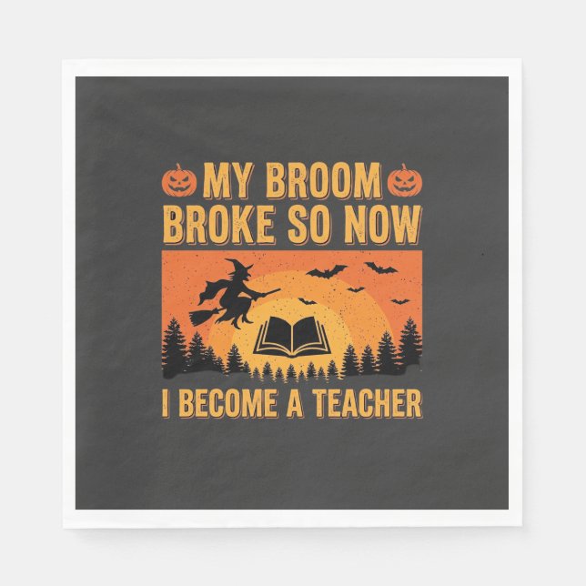 Lustiges Halloween-Lehrer-Besengin-Design (2) Serviette (Vorderseite)