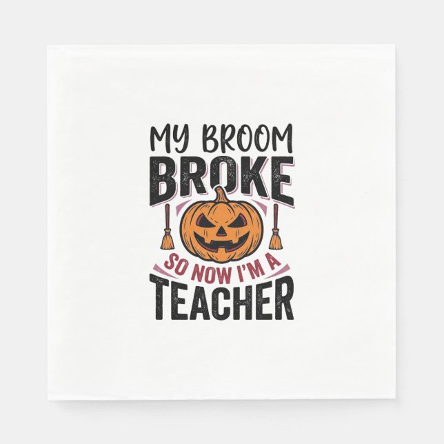 Lustiges Halloween-Lehrer-Besengin-Design_ Serviette (Vorderseite)
