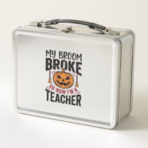 Lustiges Halloween-Lehrer-Besengin-stiel-Bruch-Vek Metall Brotdose