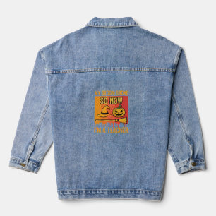 Lustiges Halloween Lehrer Mein Besen Brach Hexen D Jeansjacke